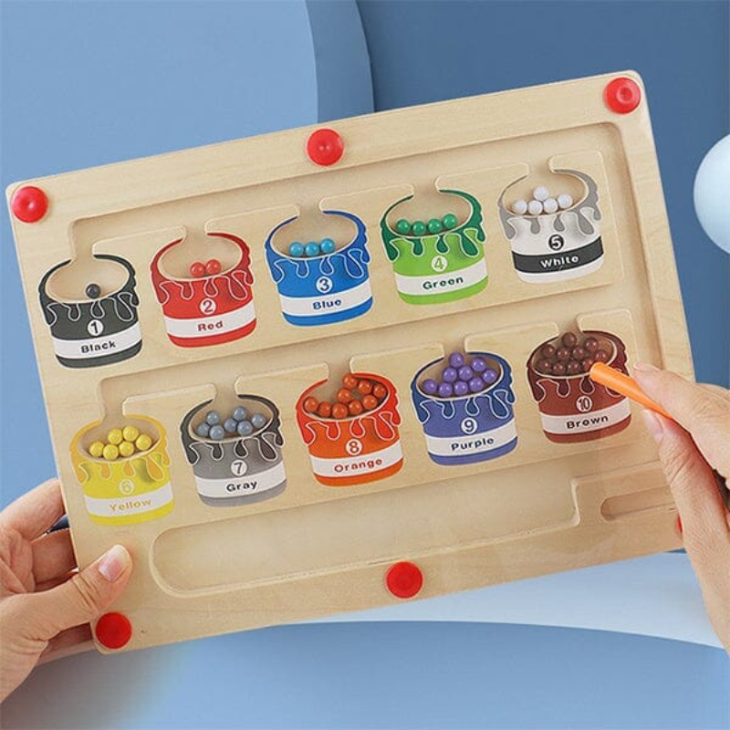 BeadPath Wooden Magnetic Bead Maze Color & Number Learning Toy for Kids