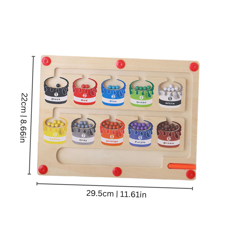 BeadPath Wooden Magnetic Bead Maze Color & Number Learning Toy for Kids