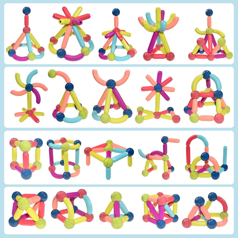 MagnaBuild Creative Magnetic Stick Construction Set for Kids STEM Building Play