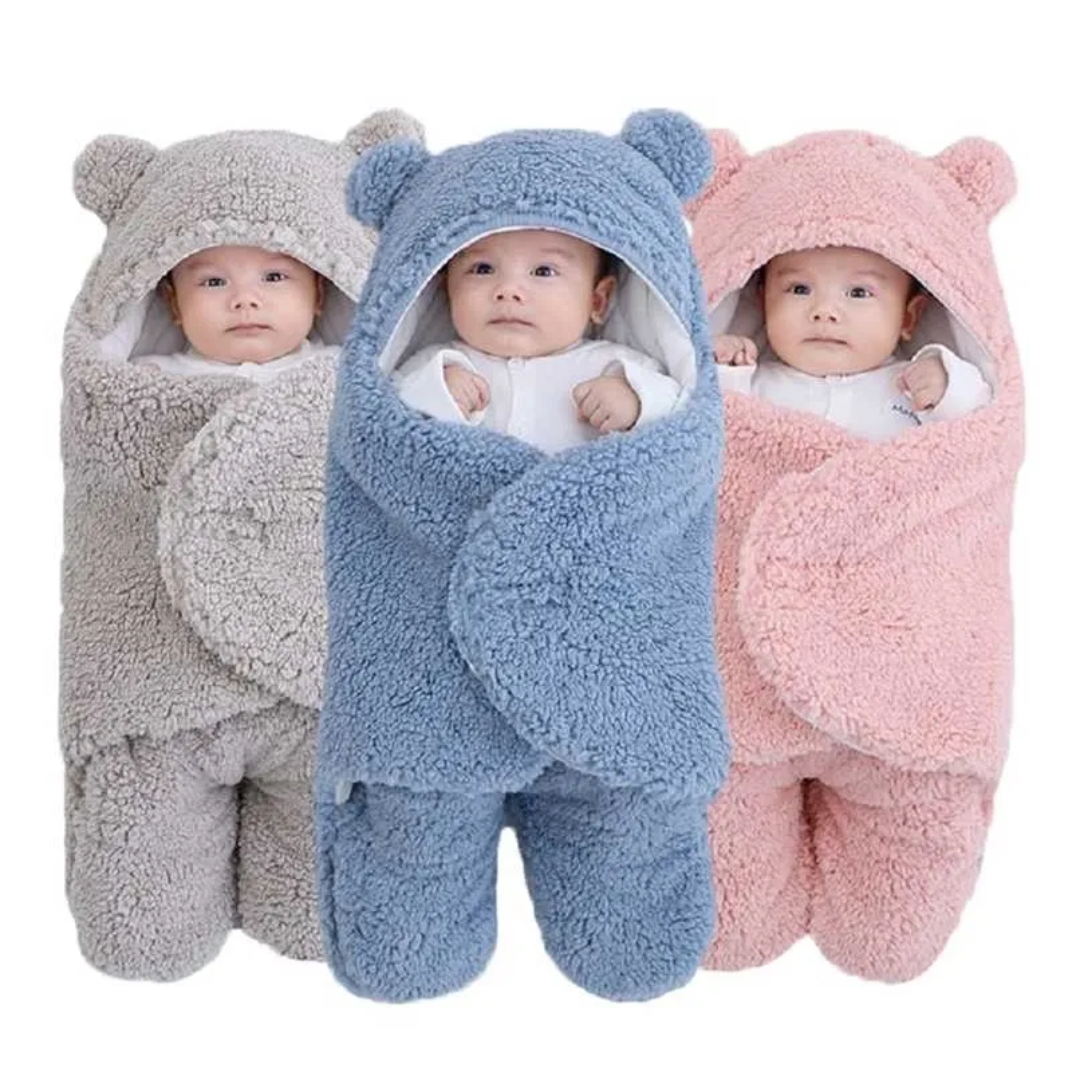 SleepyCub Hooded Baby Blanket Wrap with Bear Design for Cozy Sleep and Comfort
