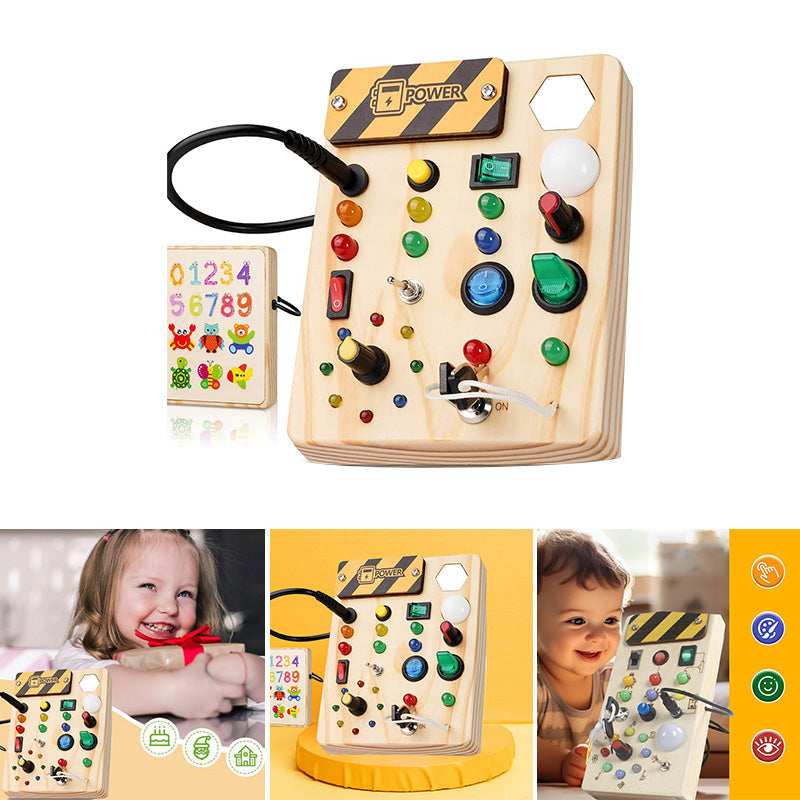 BusyBoard Pro Toddler Activity Panel Toy with Switches and Lights for Sensory Learning