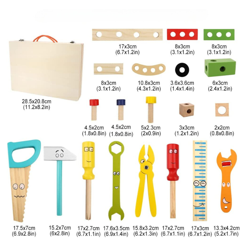 ToolSprout Wooden Tool Kit Pretend Construction DIY Toy for Kids