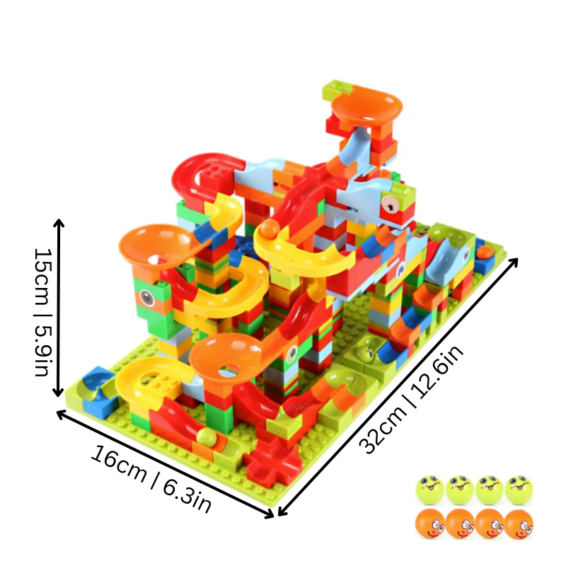 SpinBuild Colorful Marble Run STEM Construction Toy for Kids