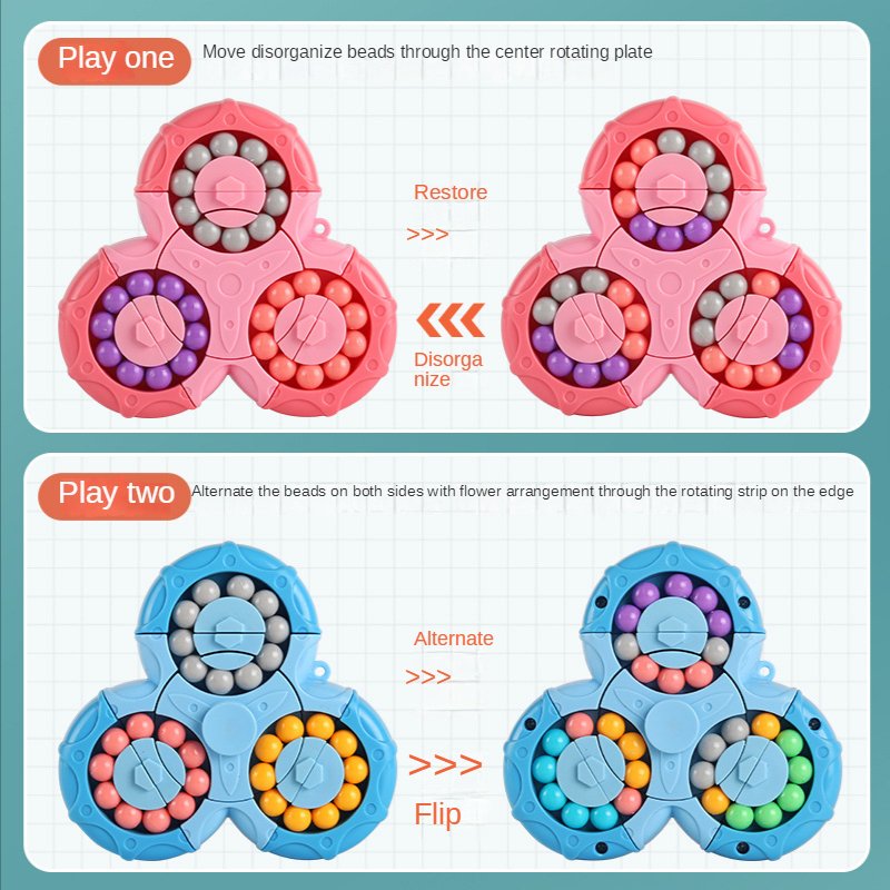 SensorySpin 2-in-1 Fidget Toy, Rubik’s Cube & Magic Bean Gyro Spinner