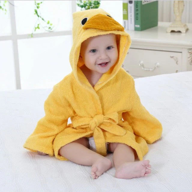 SnuggleDry Baby Bathrobe – Soft Absorbent Animal Hooded Robe for After Bath Time