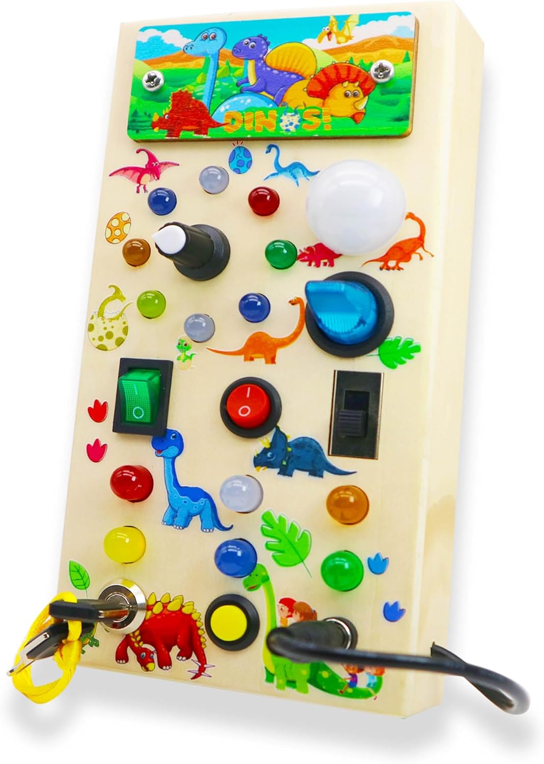 BrightBusy Interactive LED Play Board, Montessori Wooden Educational Toy for Toddlers