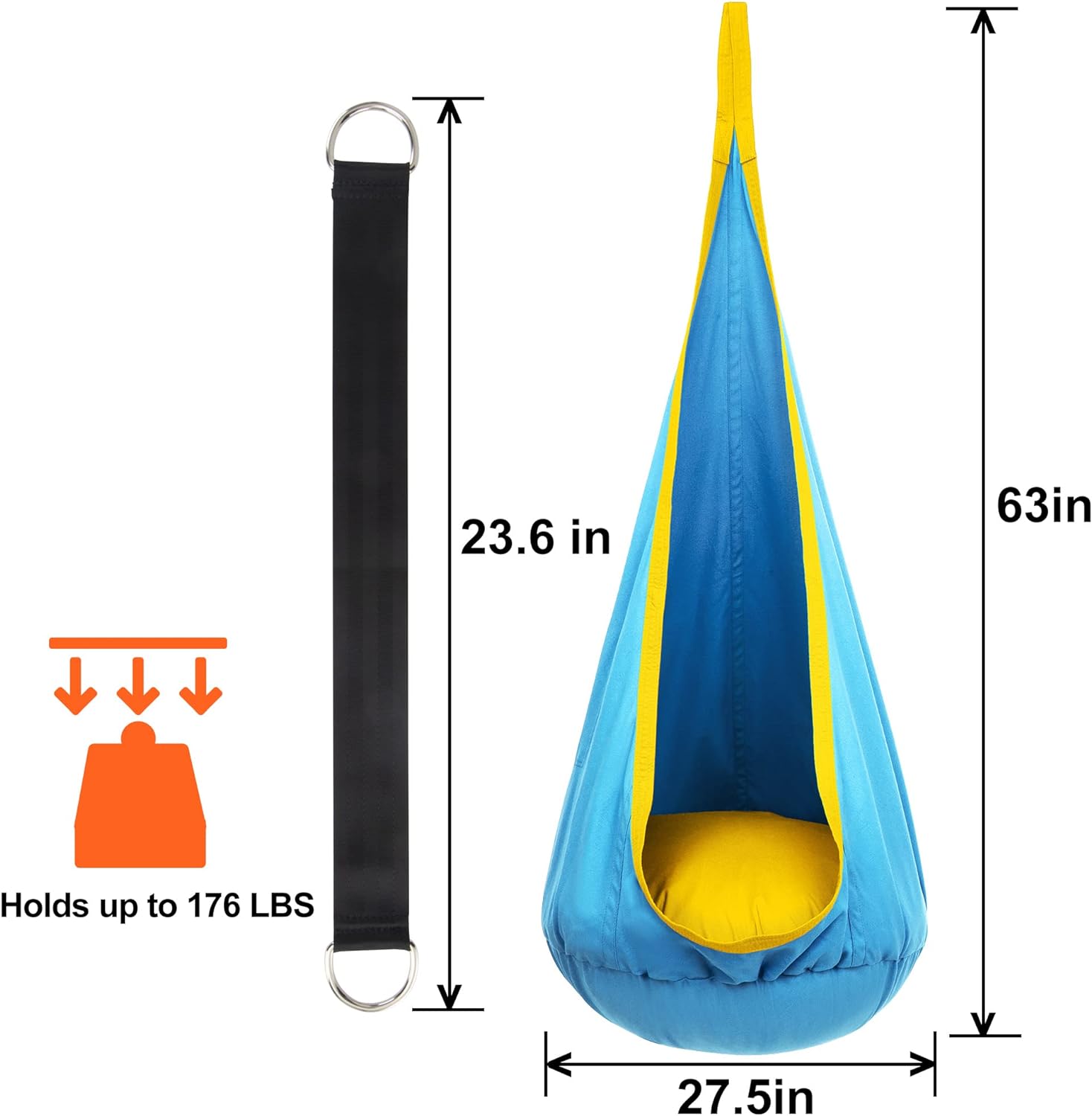 CloudSwing Kids Hammock Chair for Indoor and Outdoor Play with Soft Cushion