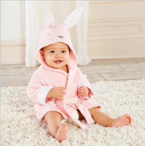 SnuggleDry Baby Bathrobe – Soft Absorbent Animal Hooded Robe for After Bath Time