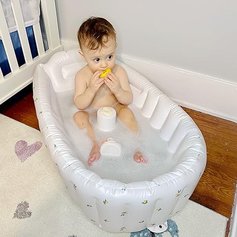 AquaNest Baby Bath Tub – Inflatable Newborn Bath Seat with Soft Support for Infants