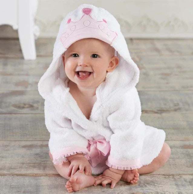 SnuggleDry Baby Bathrobe – Soft Absorbent Animal Hooded Robe for After Bath Time