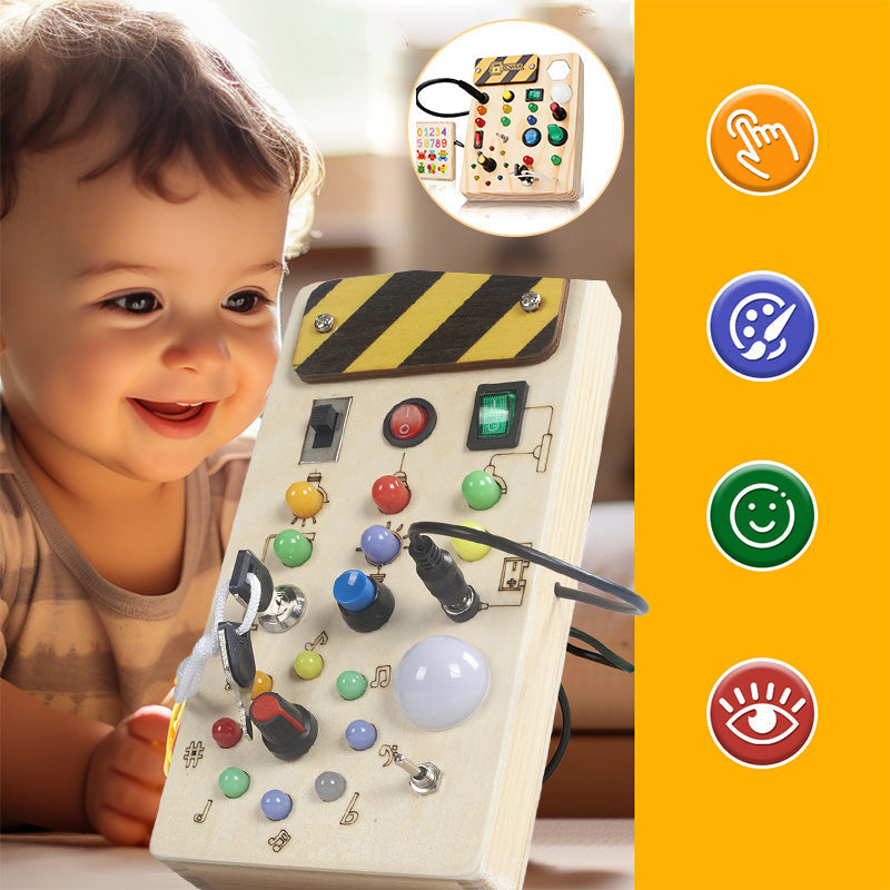 BusyBoard Pro Toddler Activity Panel Toy with Switches and Lights for Sensory Learning