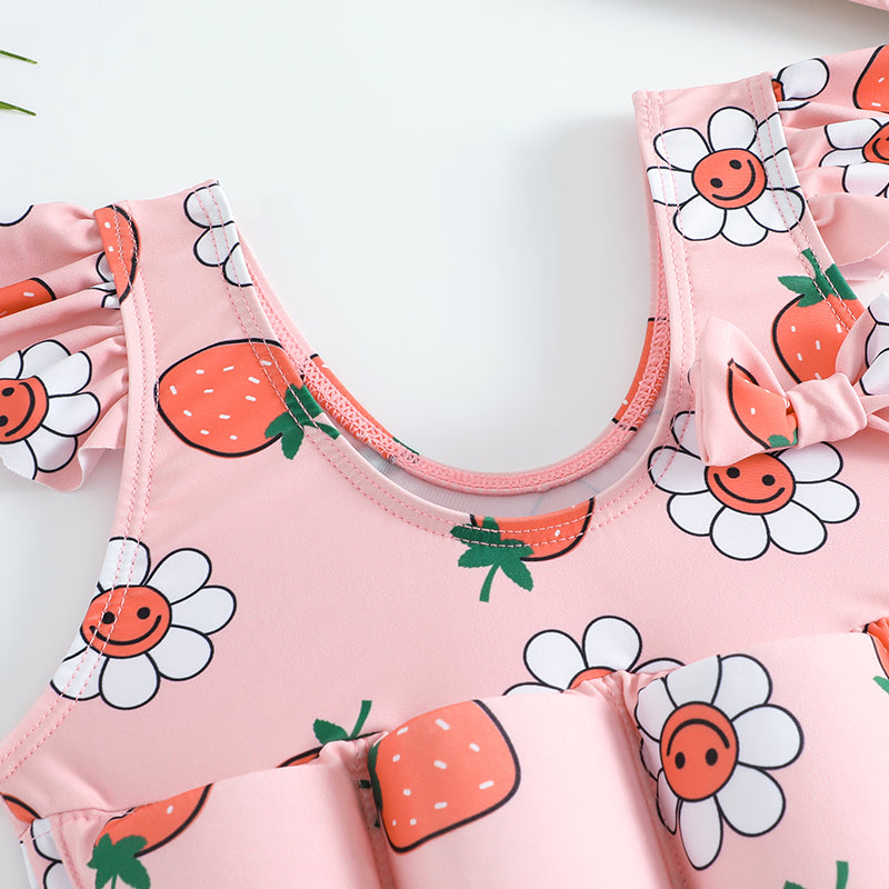 SwimBloom Girls Float Swimsuit with UV Protection, Pink Learn-to-Swwim Suit 2–7 Years