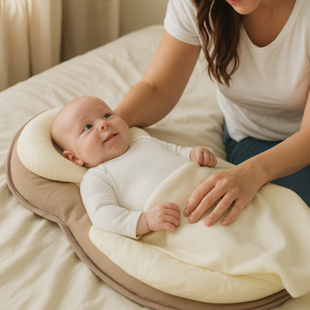 SleepNest Ergo Baby Head Support Pillow – Flat Head Prevention Newborn Sleep Cushion