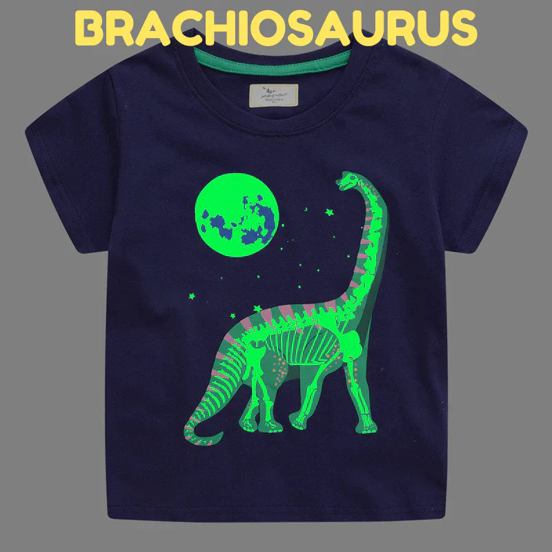 DinoGlow Kids Glow-in-the-Dark Dinosaur T-Shirt, Fun Graphic Tee for Boys & Girls