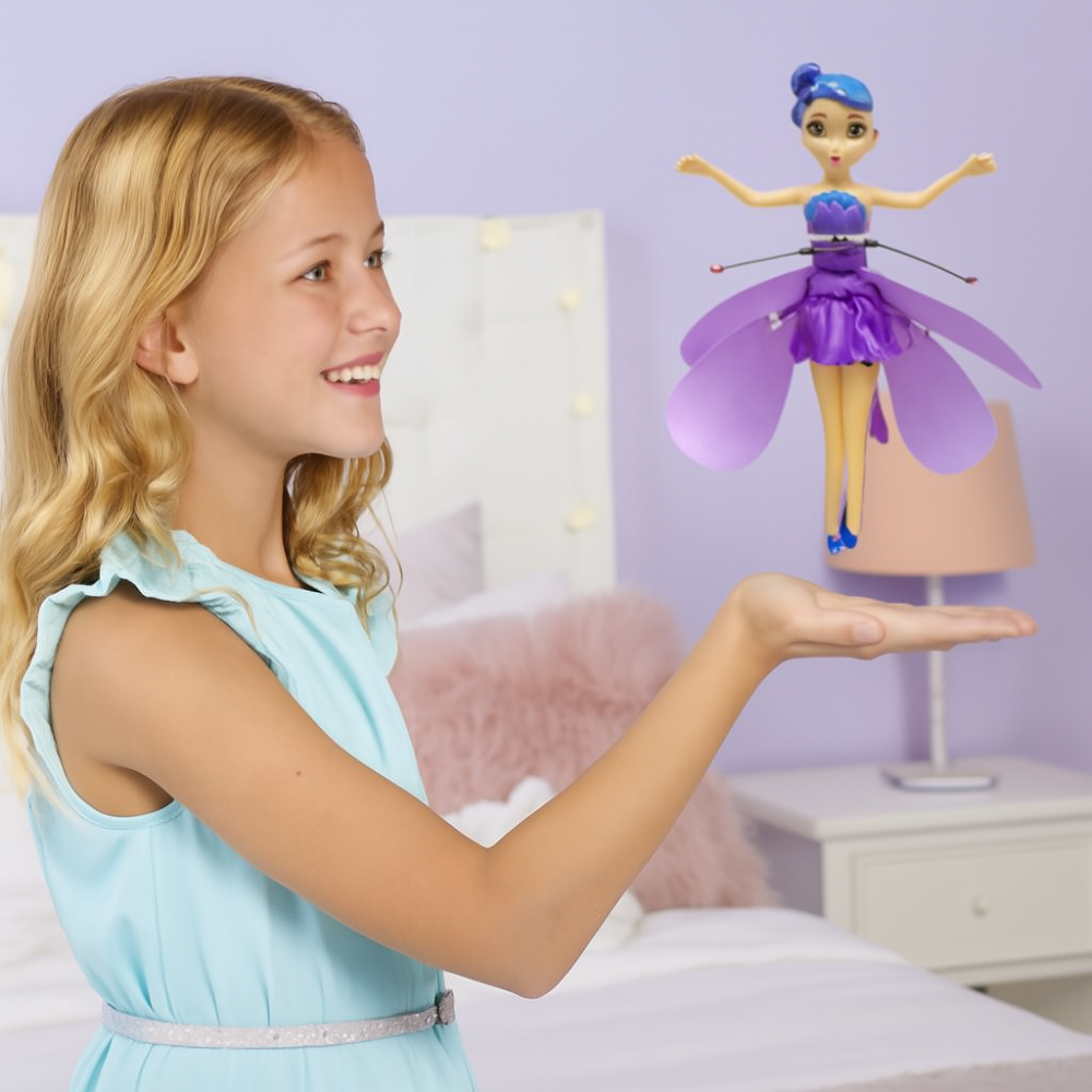 FairyGlide Flying Princess Toy, Rechargeable LED Hand-Sensor Hover Fairy for Kids