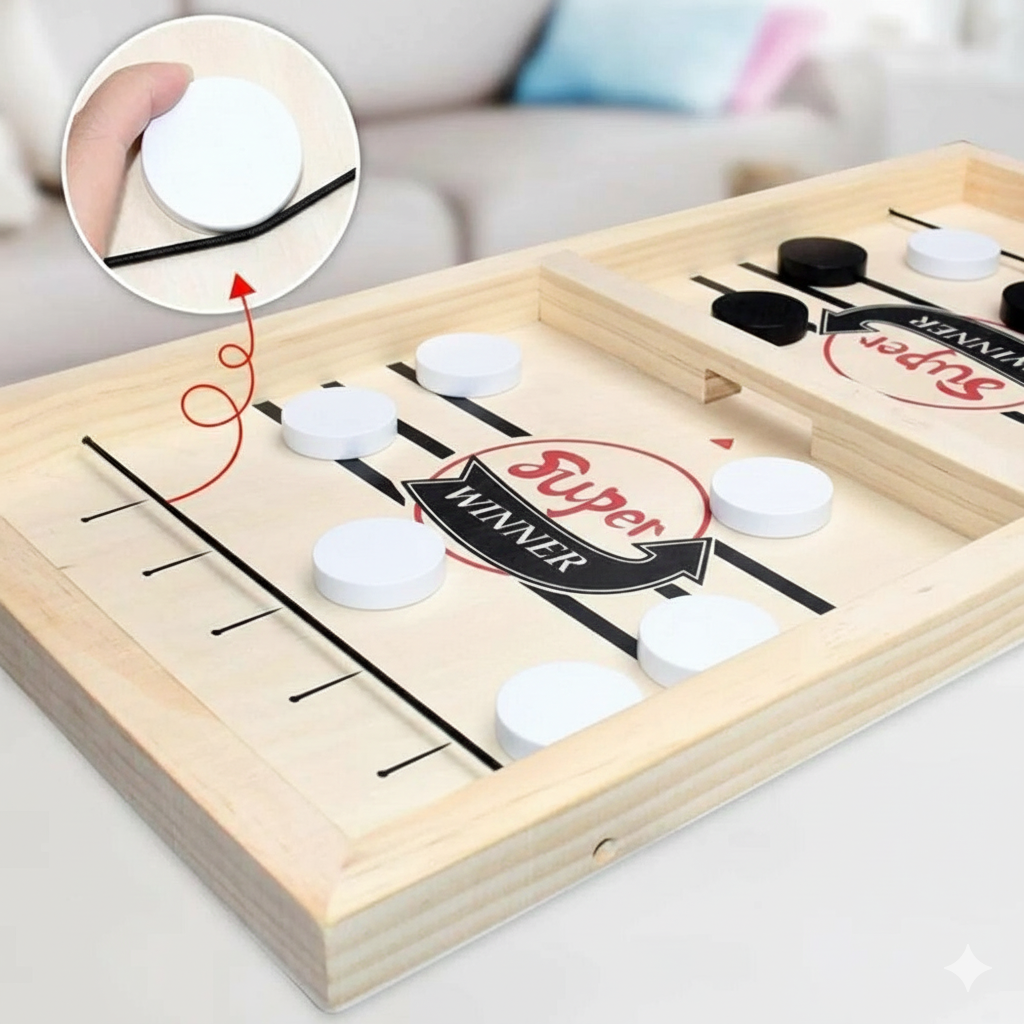 SwiftShot Sling Hockey Board Game, Fast-Paced Wooden Table Game for Kids & Family