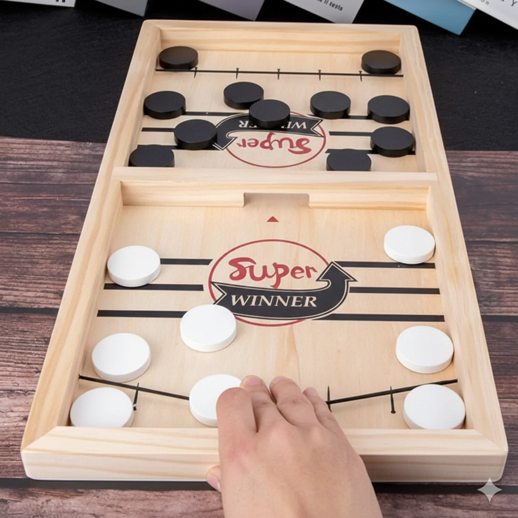 SwiftShot Sling Hockey Board Game, Fast-Paced Wooden Table Game for Kids & Family