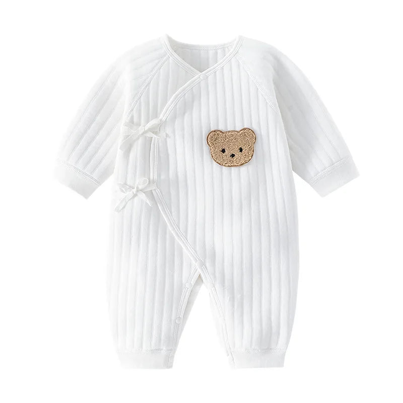 SnuggleCub Baby Cotton Romper with Bear Patch for Cozy Everyday Wear