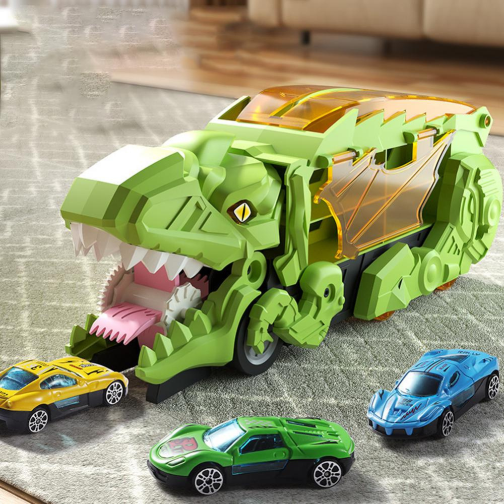 DinoHauler Kids Dinosaur Truck Car Carrier Playset with Storage & Transforming Design