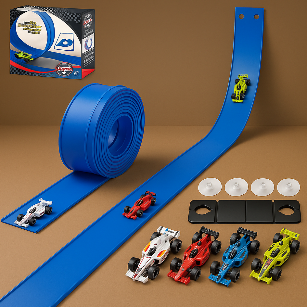 FlexiTrack Pro Kids Flexible Race Track Car Set – Portable Roll-Up Play System
