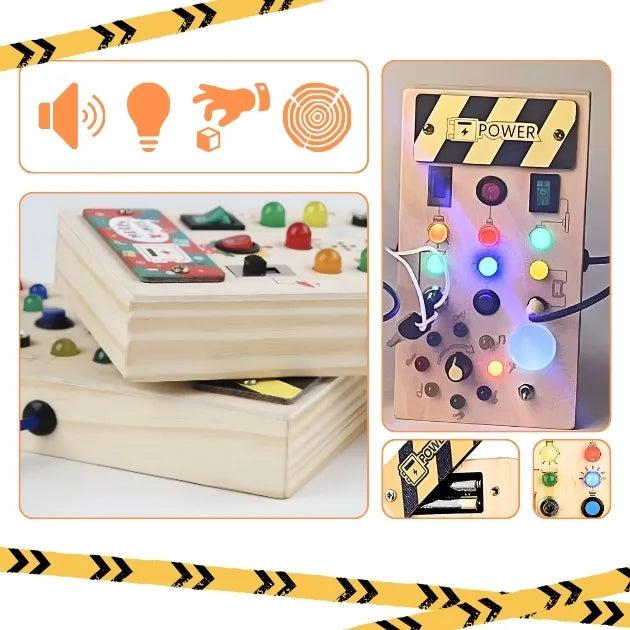 BrightBoard Montessori Busy Board with LED Lights and Switches for Kids