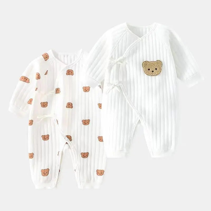 SnuggleCub Baby Cotton Romper with Bear Patch for Cozy Everyday Wear