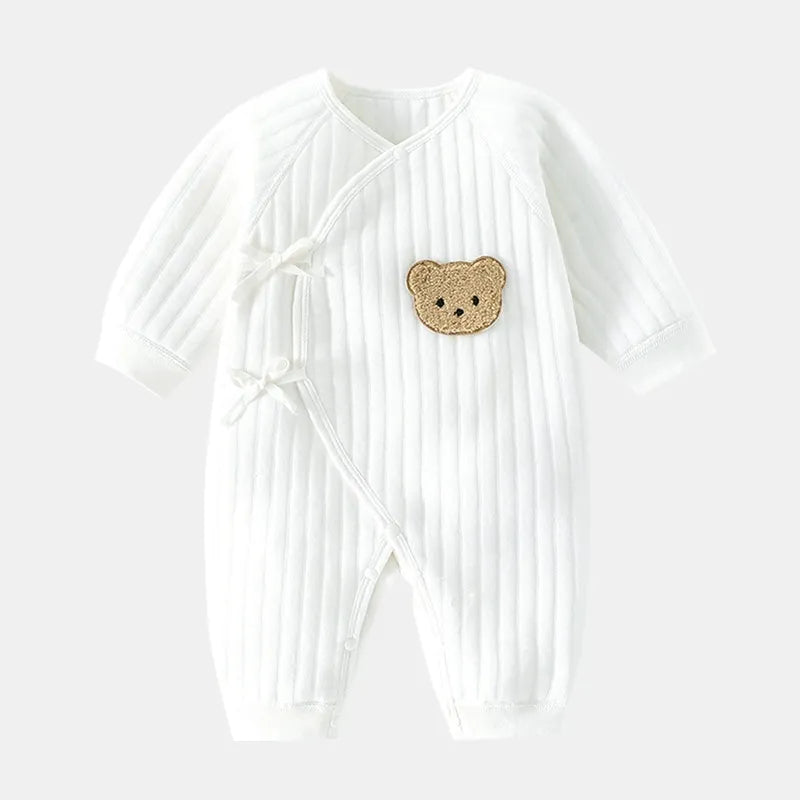SnuggleCub Baby Cotton Romper with Bear Patch for Cozy Everyday Wear