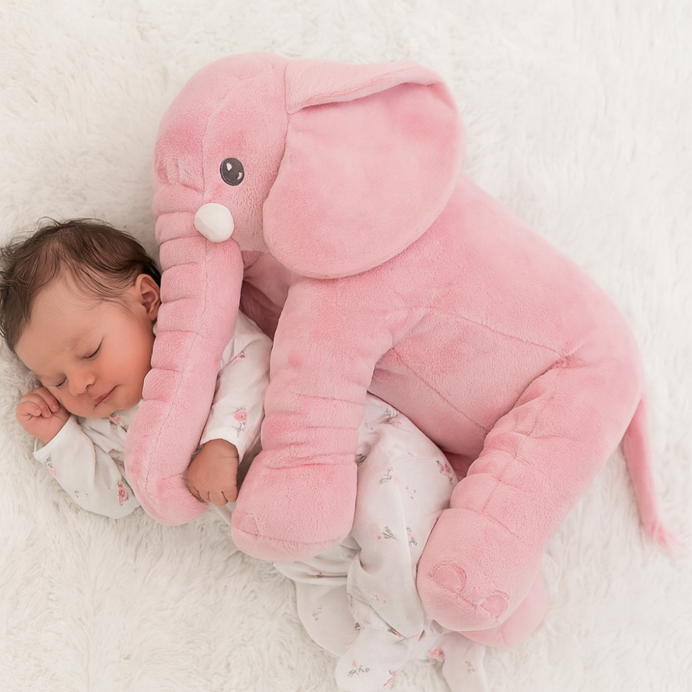 SnuggleEle Plush Elephant Baby Pillow, Soft Comfort Nursery Gift