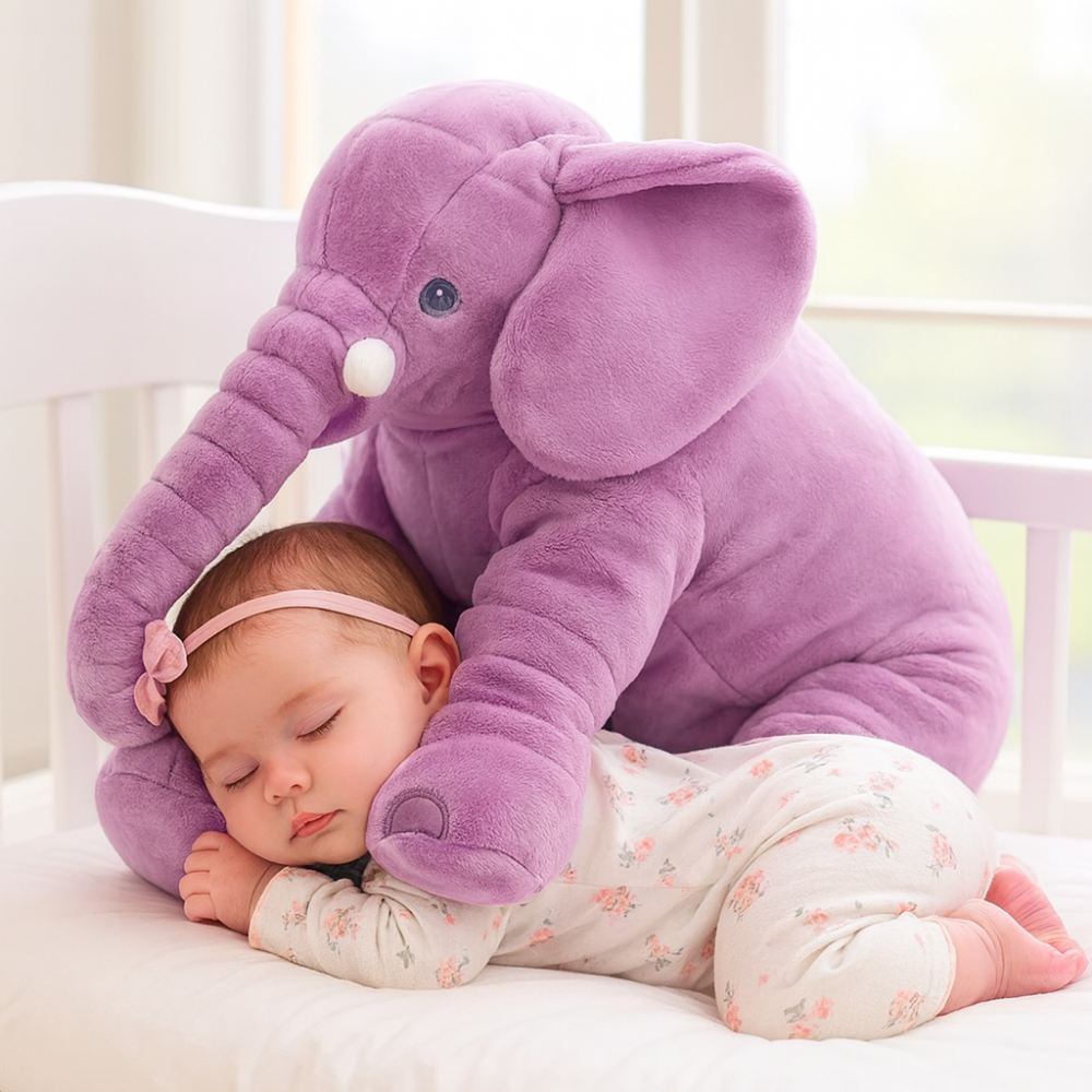 SnuggleEle Plush Elephant Baby Pillow, Soft Comfort Nursery Gift