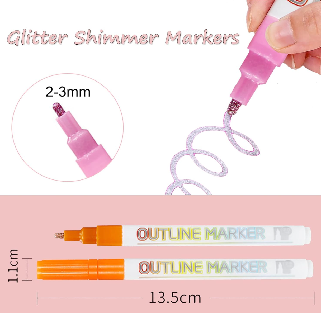 DuoMark Colorful Metallic Double Line Highlighters, Creative Art & Study Marker Set