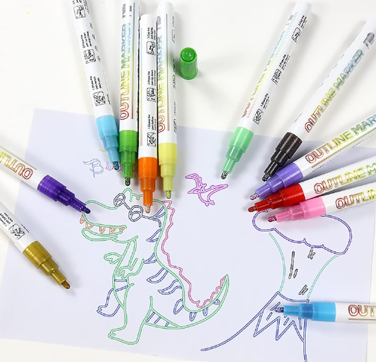 DuoMark Colorful Metallic Double Line Highlighters, Creative Art & Study Marker Set