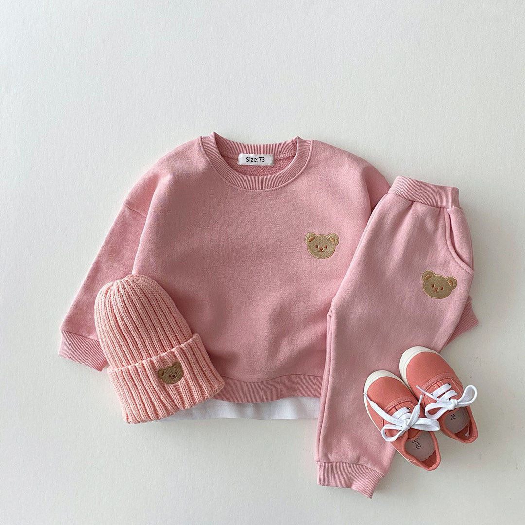 Cozy Bear Baby Jogging Set – Soft Sweater, Pants & Matching Hat for Little Ones