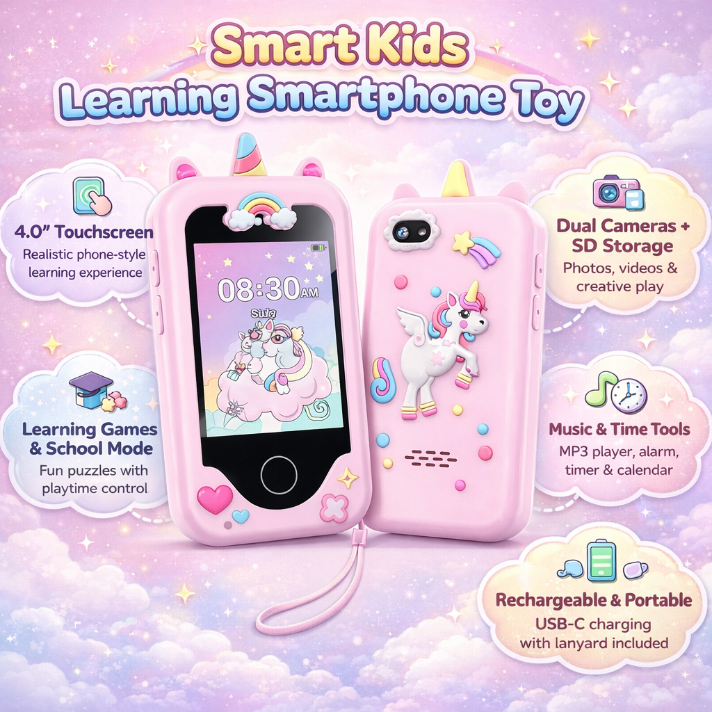 LearnBuddy Smart Kids Learning Smartphone Toy with Camera, Music & Educational Apps