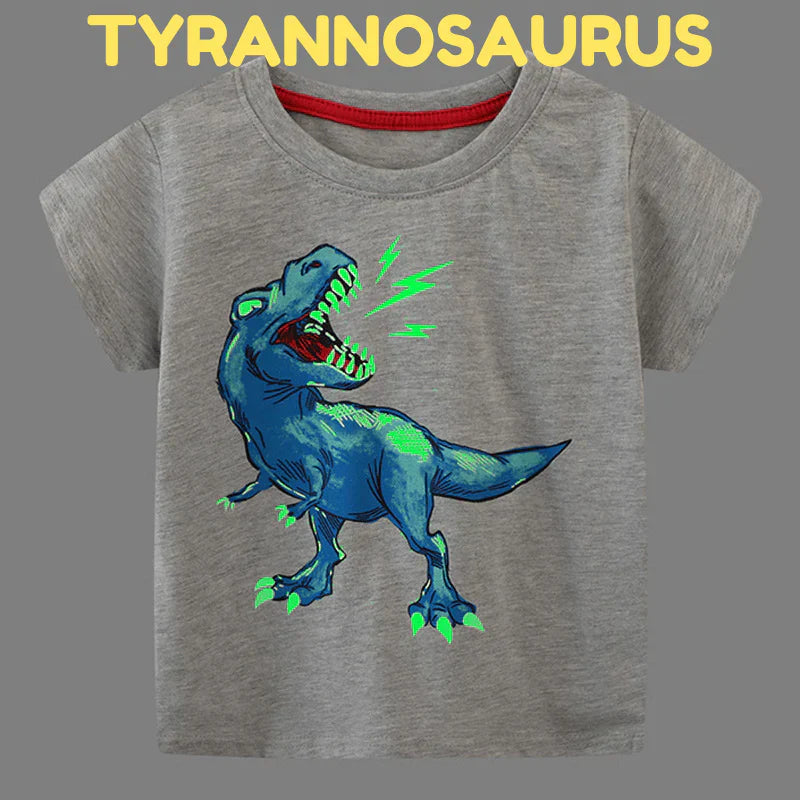 DinoGlow Kids Glow-in-the-Dark Dinosaur T-Shirt, Fun Graphic Tee for Boys & Girls
