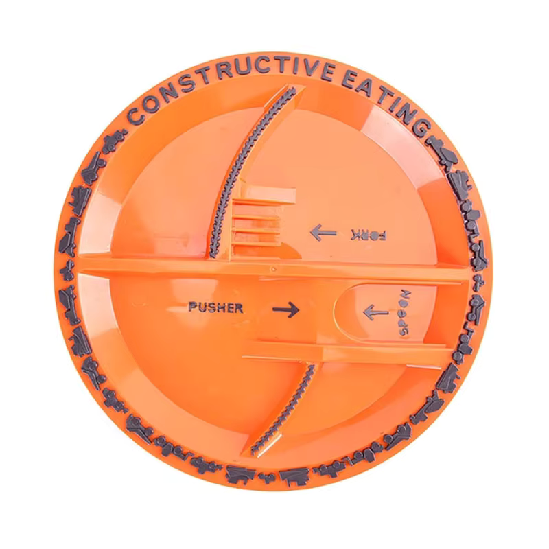 BuildBite Kids Construction Cutlery Set, Fun Fork Spoon & Pusher Mealtime Utensils