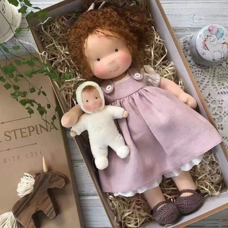 PlayMate Handmade Waldorf-Style Doll, Imaginative Pretend Play Cloth Toy for Kids