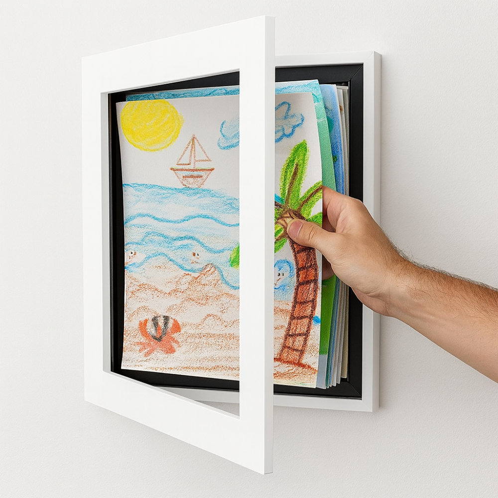 ArtVault Kids Artwork Storage Frame, Front-Opening Display for Drawings & Photos