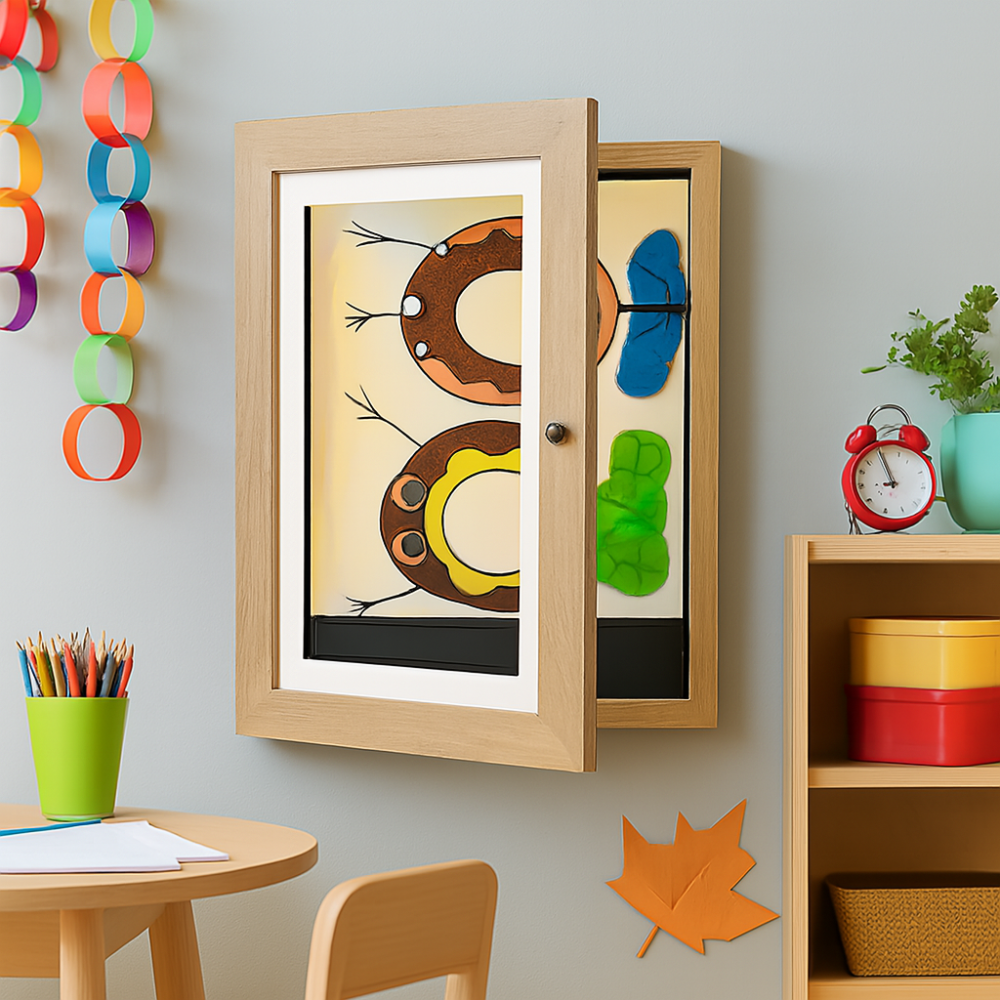 ArtVault Kids Artwork Storage Frame, Front-Opening Display for Drawings & Photos