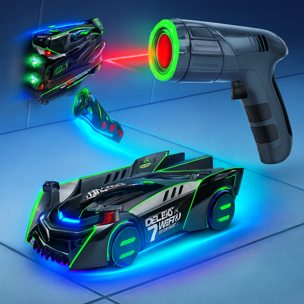 ClimbX Wall-Climbing RC Car with Laser Remote, LED Stunt Racing Toy for Kids