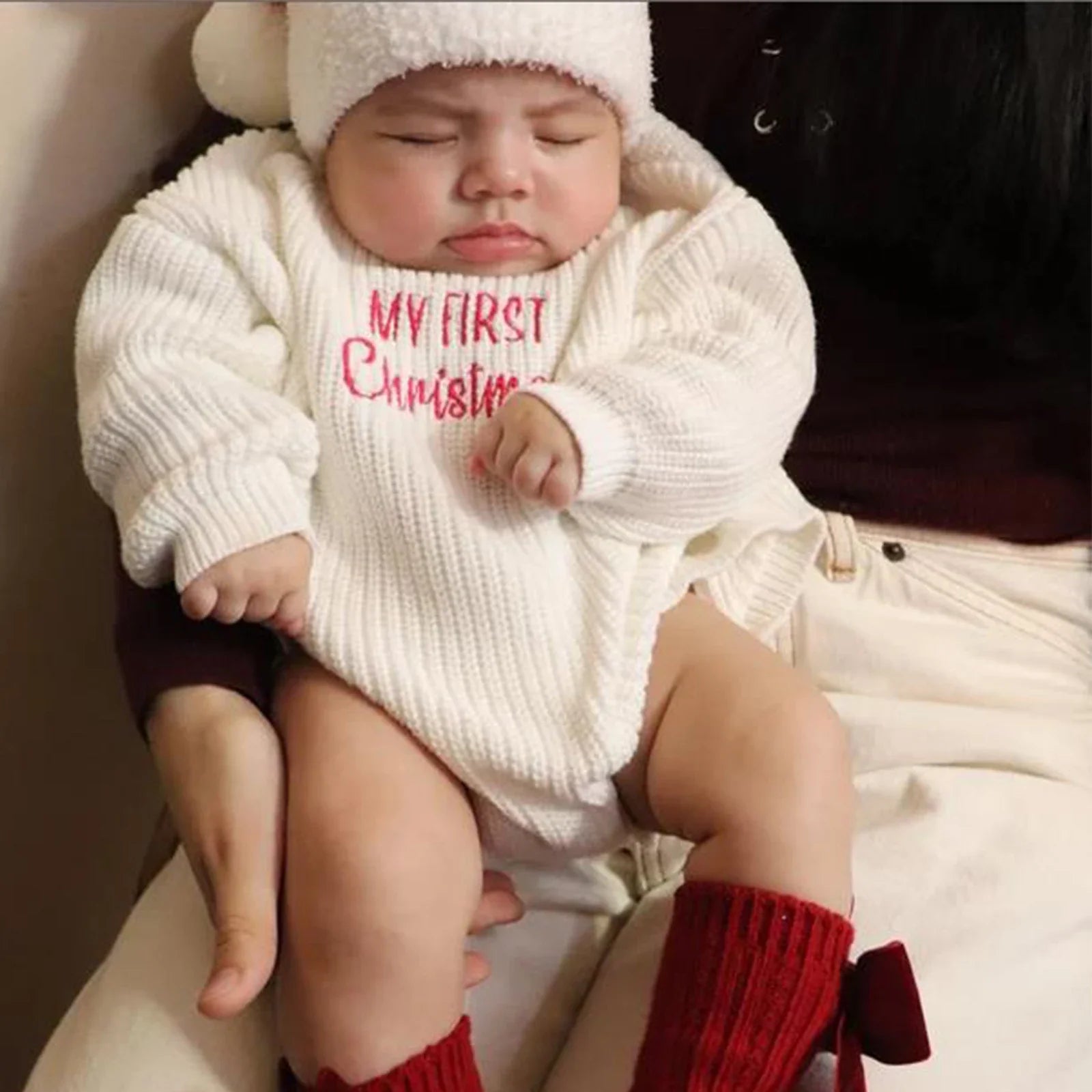 FirstNoel Baby Christmas Sweater, My First Christmas Unisex Cotton 0–2 Years