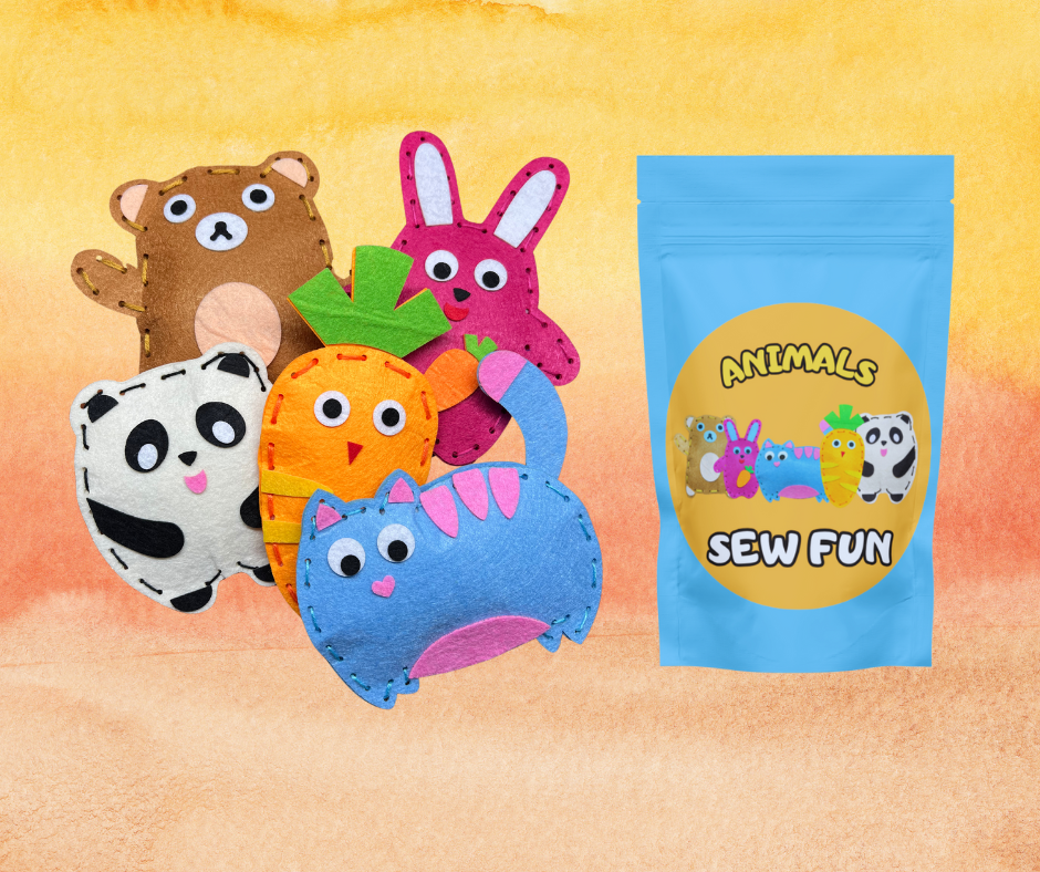 FeltFun Kids DIY Animal Sewing Kit for Creative Craft and Fine Motor Skills