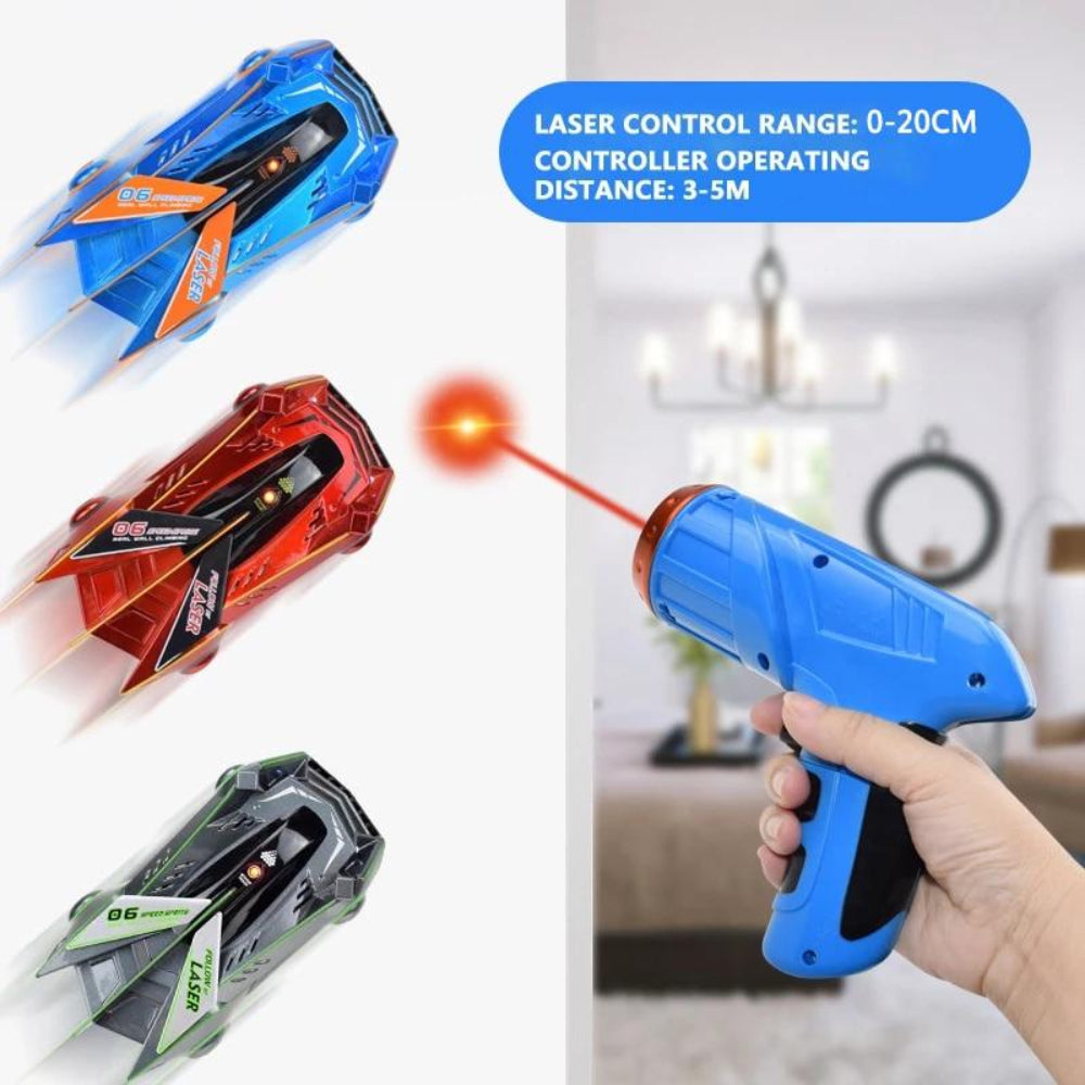 ClimbX Wall-Climbing RC Car with Laser Remote, LED Stunt Racing Toy for Kids