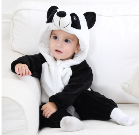 SnuggleMoo Cozy Flannel Baby Onesie with Hooded Animal Design for Warm Dress-Up Play