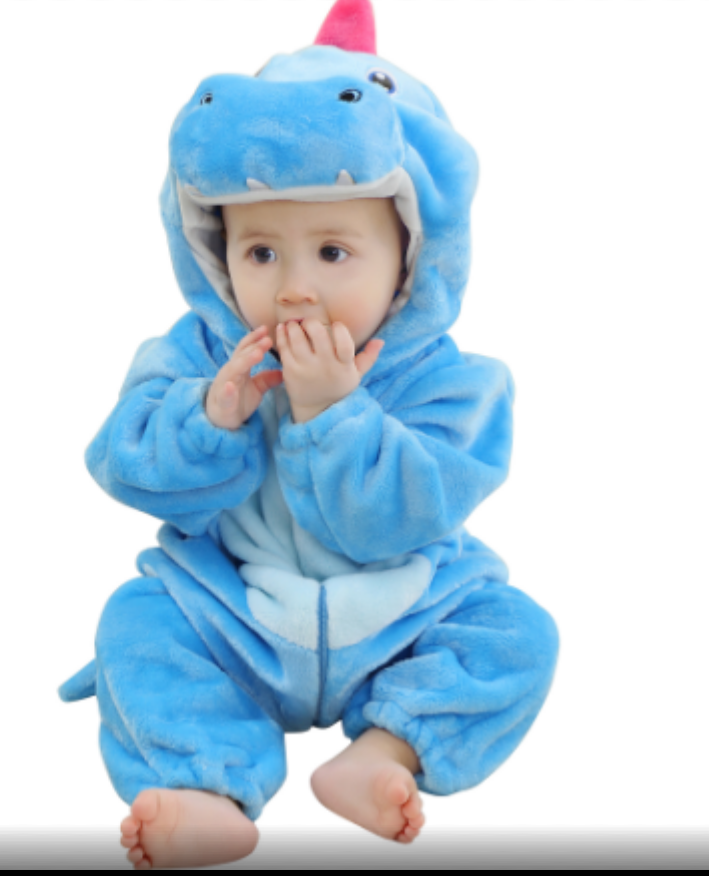 SnuggleMoo Cozy Flannel Baby Onesie with Hooded Animal Design for Warm Dress-Up Play