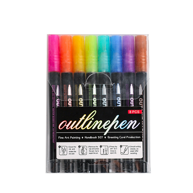 DuoMark Colorful Metallic Double Line Highlighters, Creative Art & Study Marker Set