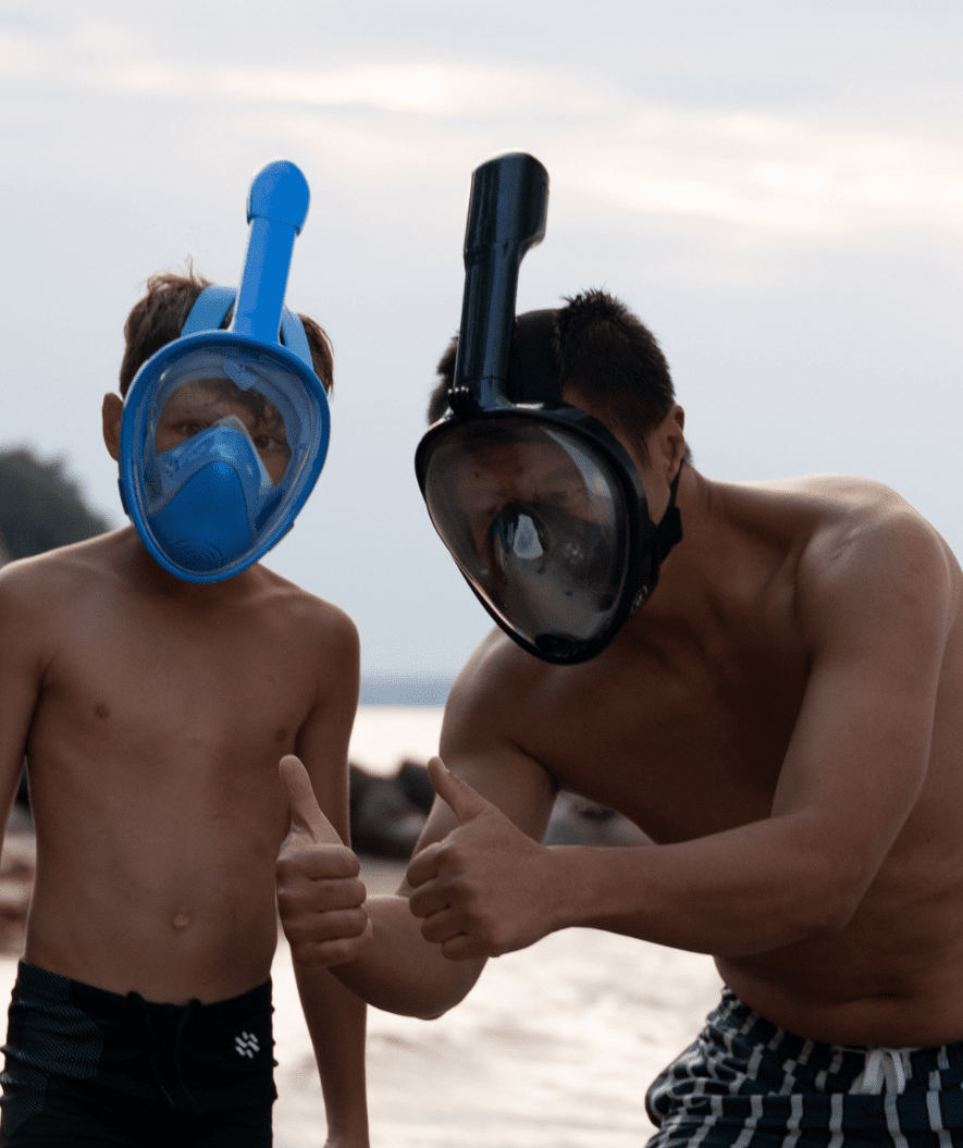 AquaView Kids Snorkel Mask with 180° Panoramic View, Dry Top Leak-Proof Design
