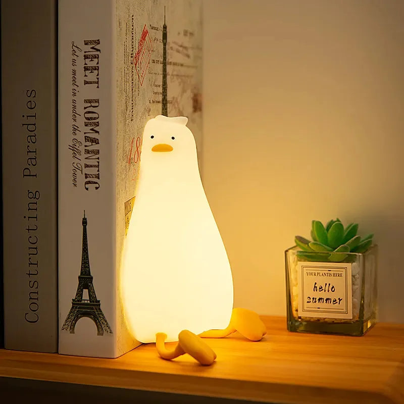 GlowBuddy Duck Silicone Night Light for Kids Soft Touch Bedside Lamp and Sleep Aid