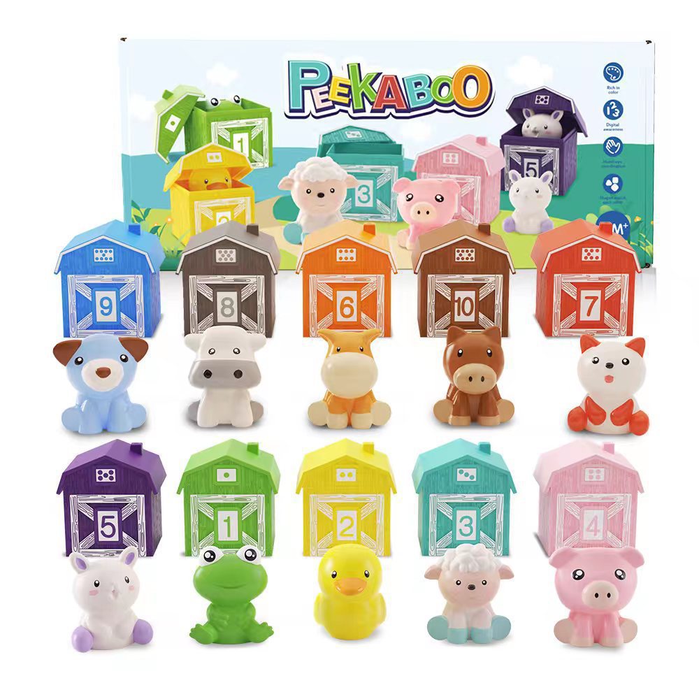 BarnBuddy Kids Farm Animal Figures & Blocks Interactive Pretend Play Toy