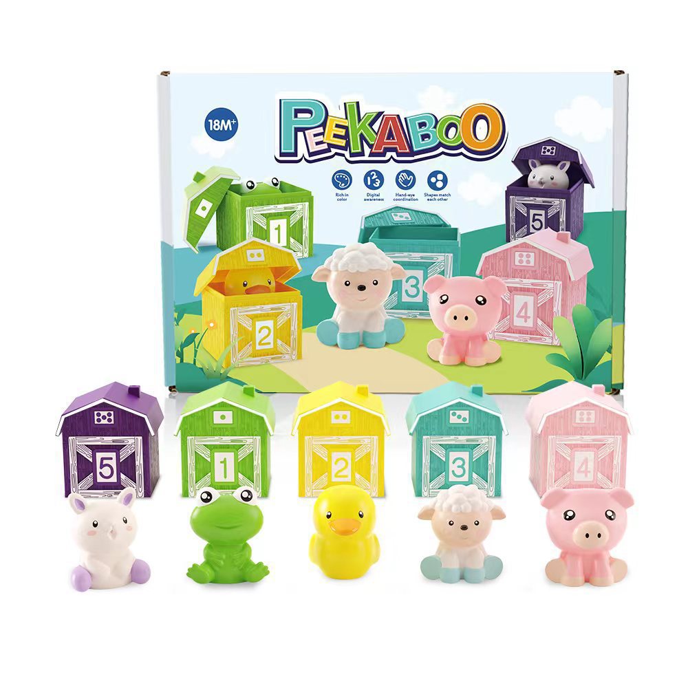 BarnBuddy Kids Farm Animal Figures & Blocks Interactive Pretend Play Toy