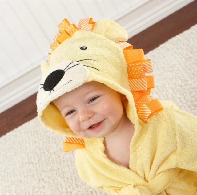 SnuggleDry Baby Bathrobe – Soft Absorbent Animal Hooded Robe for After Bath Time